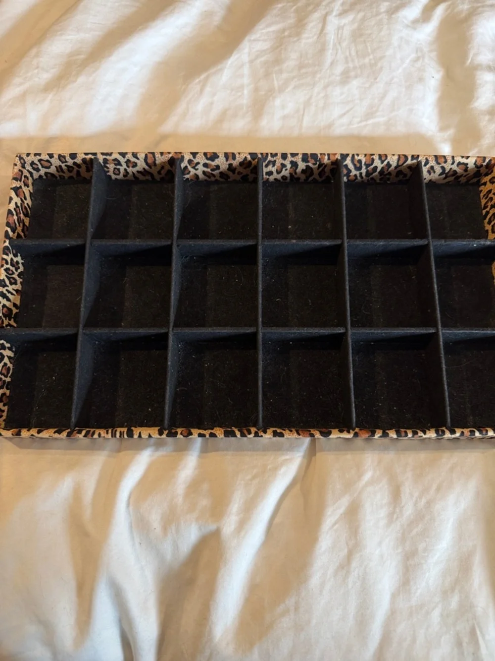 Leopard Print 20-Compartment Jewelry Organizer Tray - Black Insert